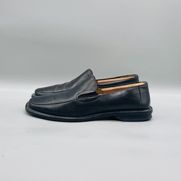 Mezlan Shoes Men 8.5 Black Leather Asti Slip On Loafers Apron Toe Casual Vintage main image 9